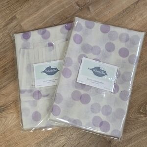 The Land of Nod Purple Polka Dot Curtain Panels Set 44x84 NEW